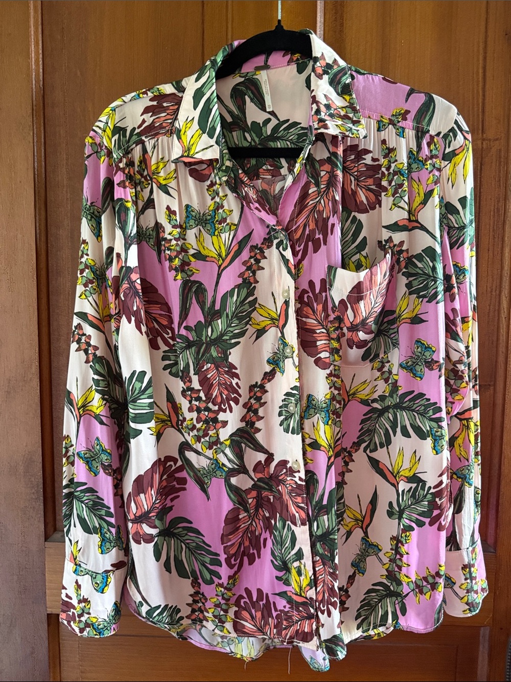 Free People Under Palms Blouse Size Small Multi Tropical Top